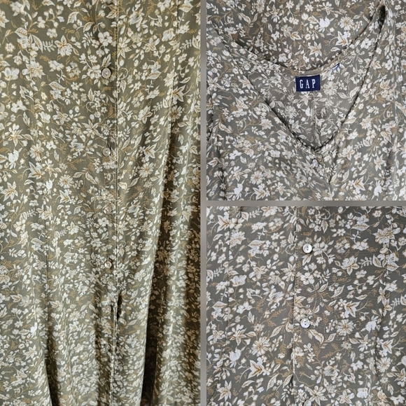 GAP Green Floral Sleeveless Midi Dress - Picture 13 of 16